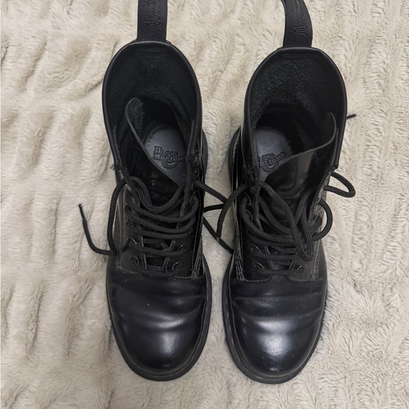 Dr. Martens Black Leather Combat Boots - Picture 3 of 8